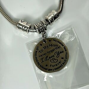 Hand Crafted To My Mom..I Love You Stainless Steel Pandora Euro Style Bracelet